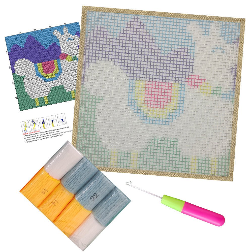 Fluffy Llama - Latch Hook Kit for Kids - diy-latch-hook