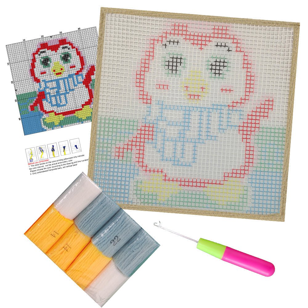 Friendly Penguin - Latch Hook Kit for Kids - diy-latch-hook