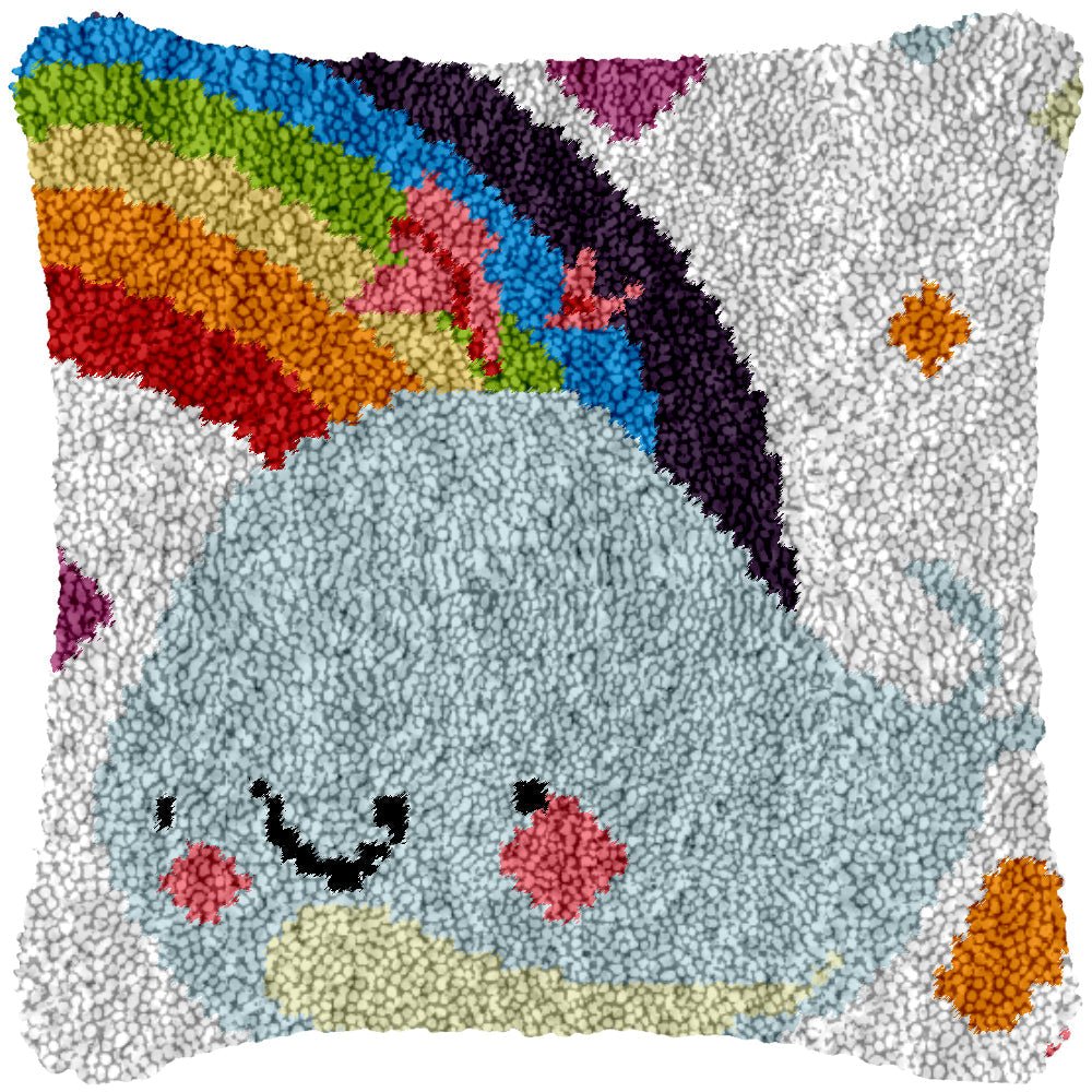 Rainbow Whale - Latch Hook Pillow Kit