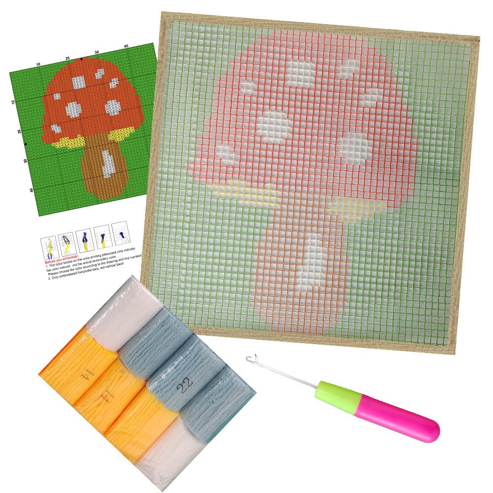 Red Mushroom - Latch Hook Kit for Kids - diy-latch-hook