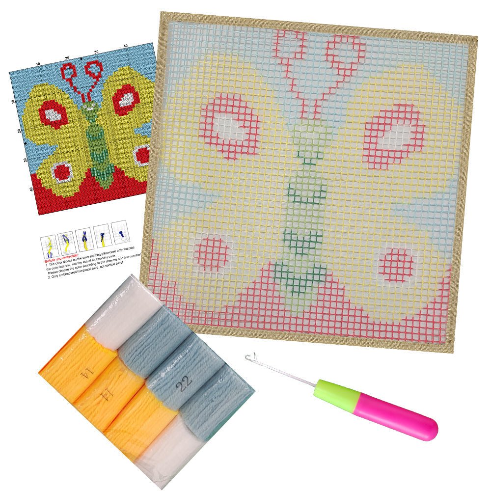 Simple Butterfly - Latch Hook Kit for Kids - diy-latch-hook