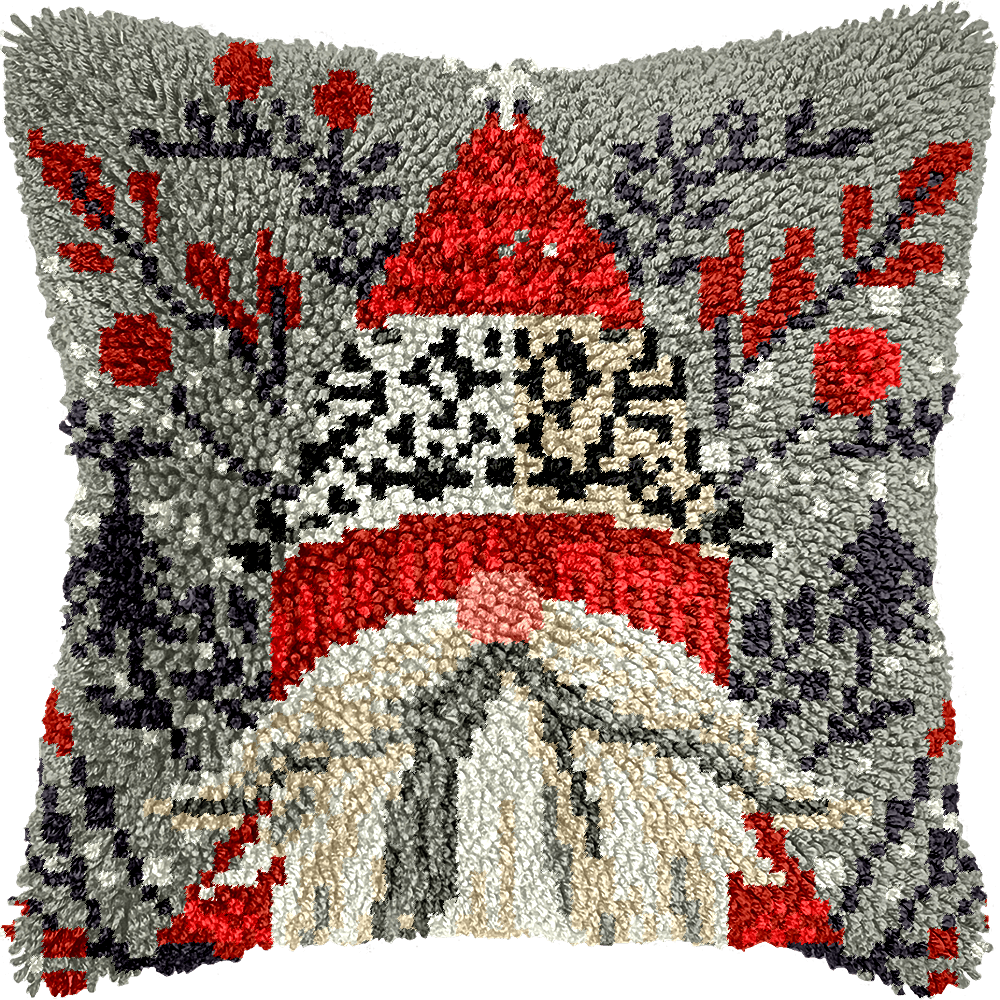 Festive Nordic Gnome - Latch Hook Pillowcase Kit - Latch Hook Crafts