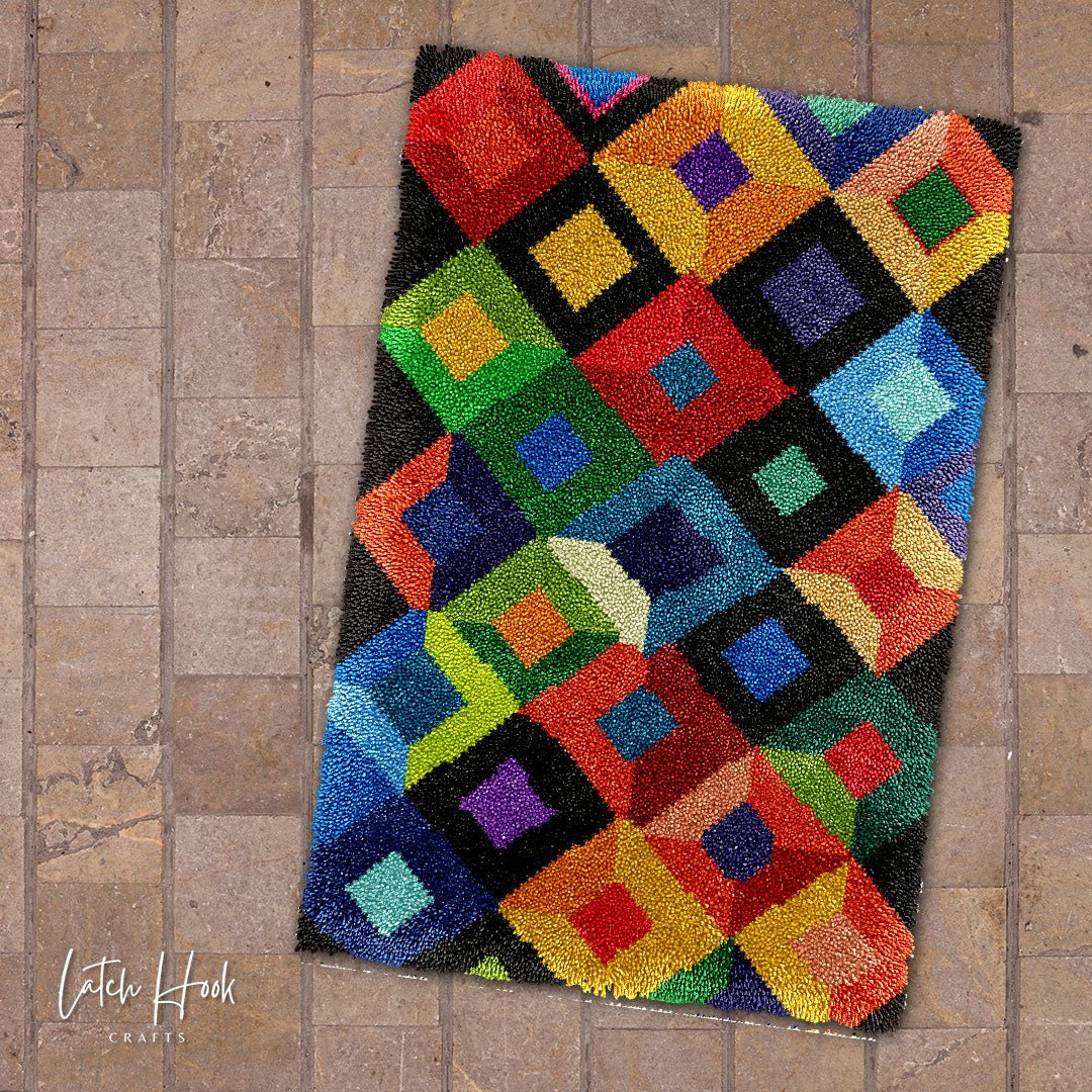 Geometric Diamonds - Latch Hook Rug Kit - Latch Hook Crafts