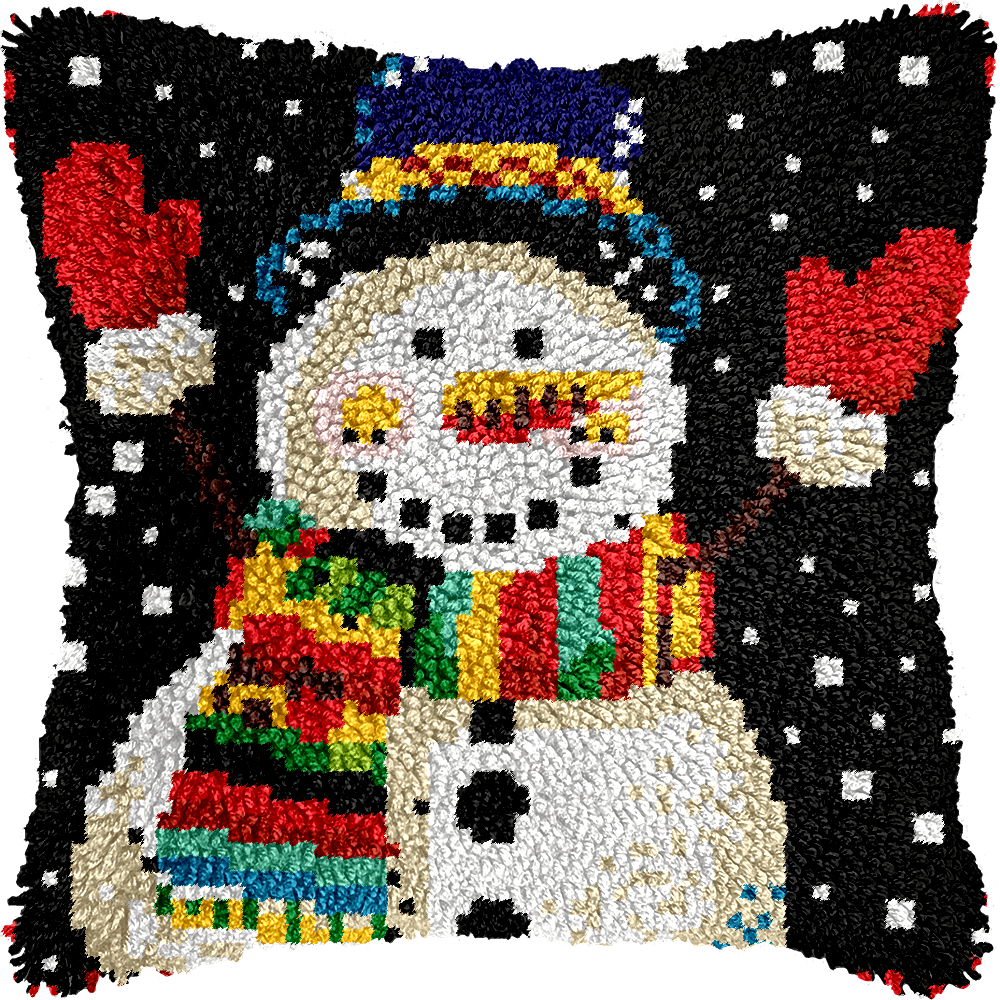 Jolly Snowman - Latch Hook Pillowcase Kit - Latch Hook Crafts
