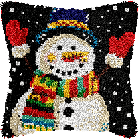 Jolly Snowman - Latch Hook Pillowcase Kit - Latch Hook Crafts