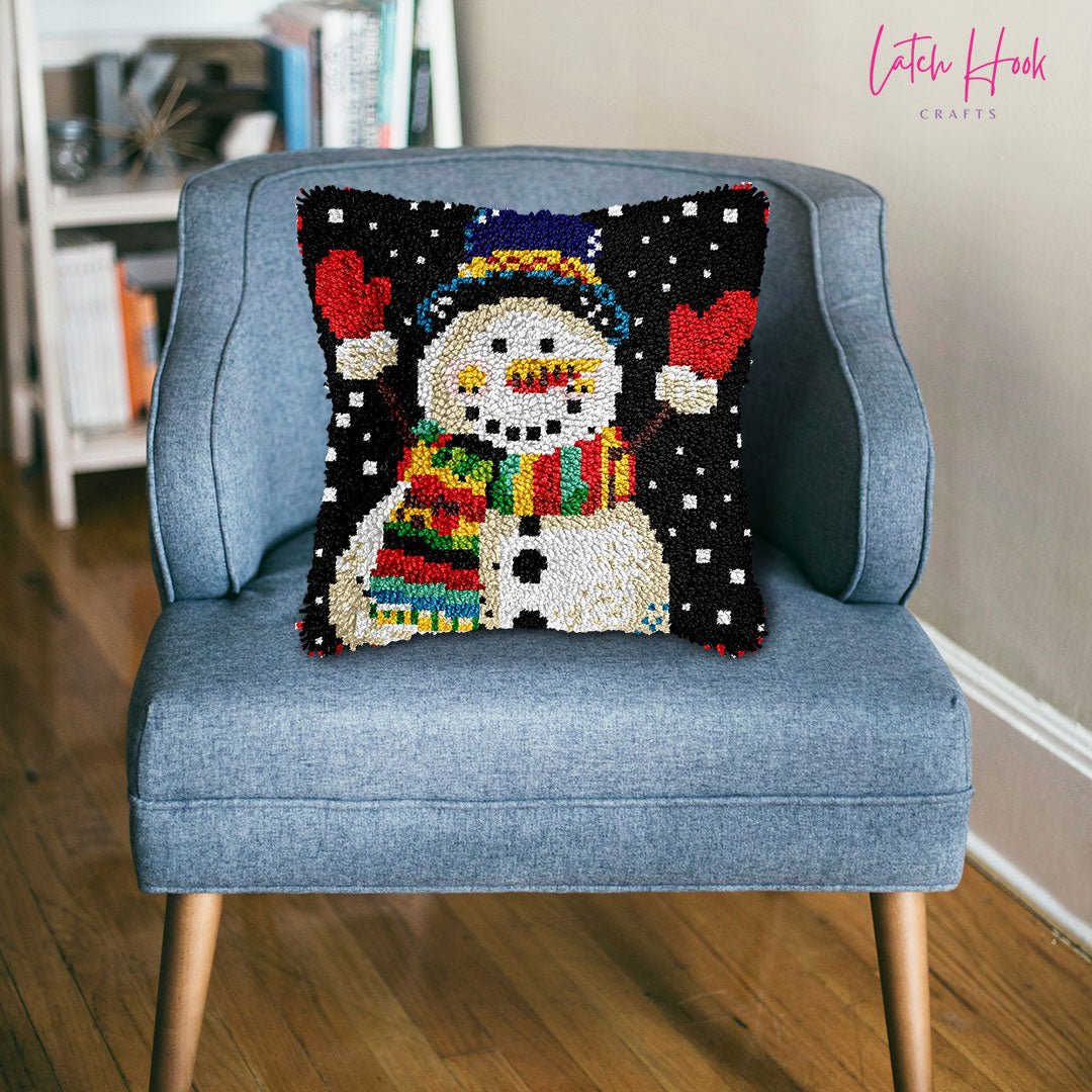 Jolly Snowman - Latch Hook Pillowcase Kit - Latch Hook Crafts