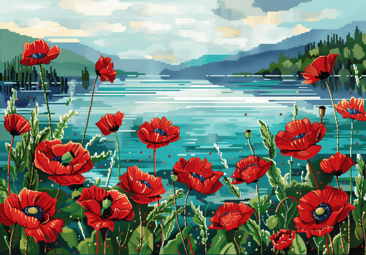 Lakeview Poppies - Latch Hook Rug Kit - Latch Hook Crafts