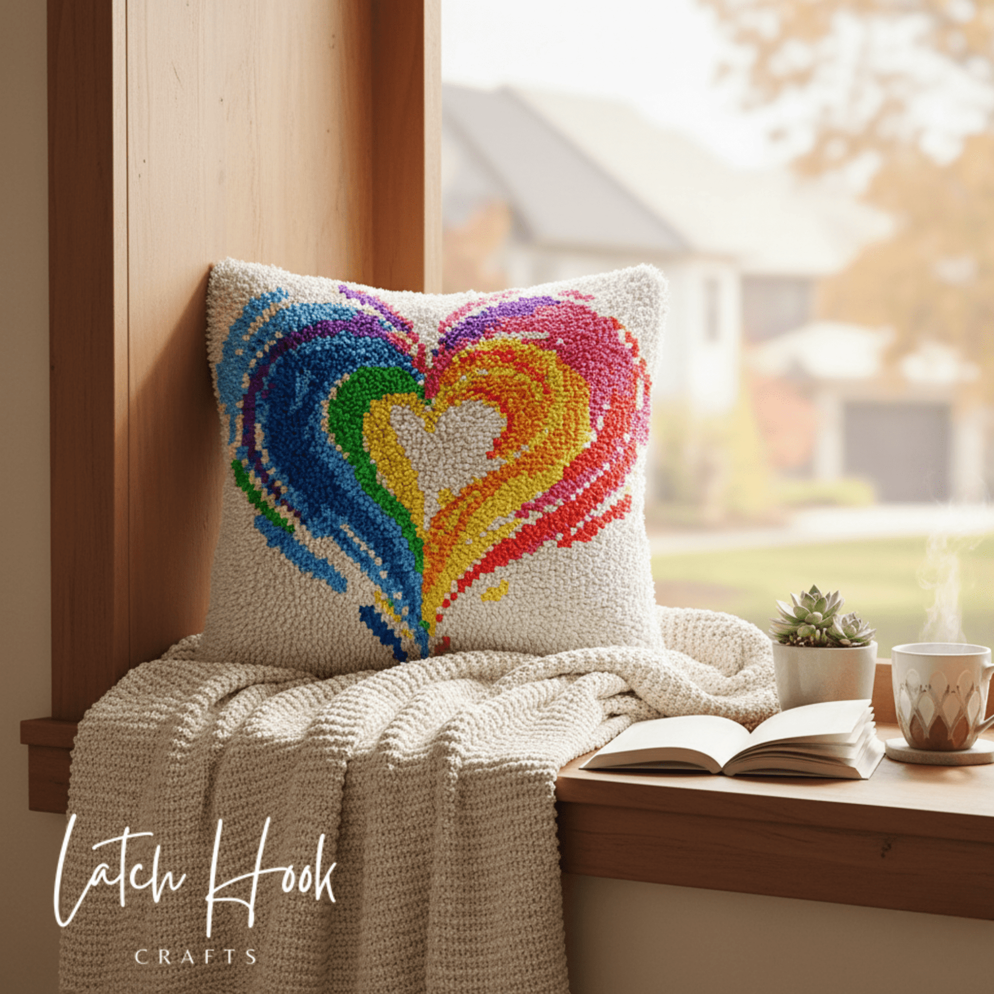 Love in Color - Latch Hook Pillowcase Kit - Latch Hook Crafts