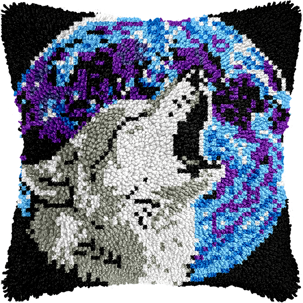 Moonlight Wolf - Latch Hook Pillowcase Kit - Latch Hook Crafts
