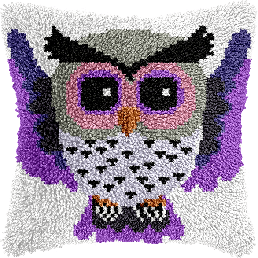 Purple Owl - Latch Hook Pillowcase Kit - Latch Hook Crafts