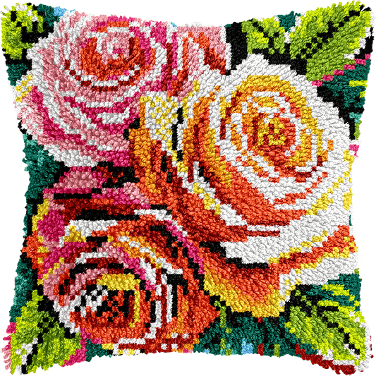 Radiant Roses - Latch Hook Pillowcase Kit - Latch Hook Crafts