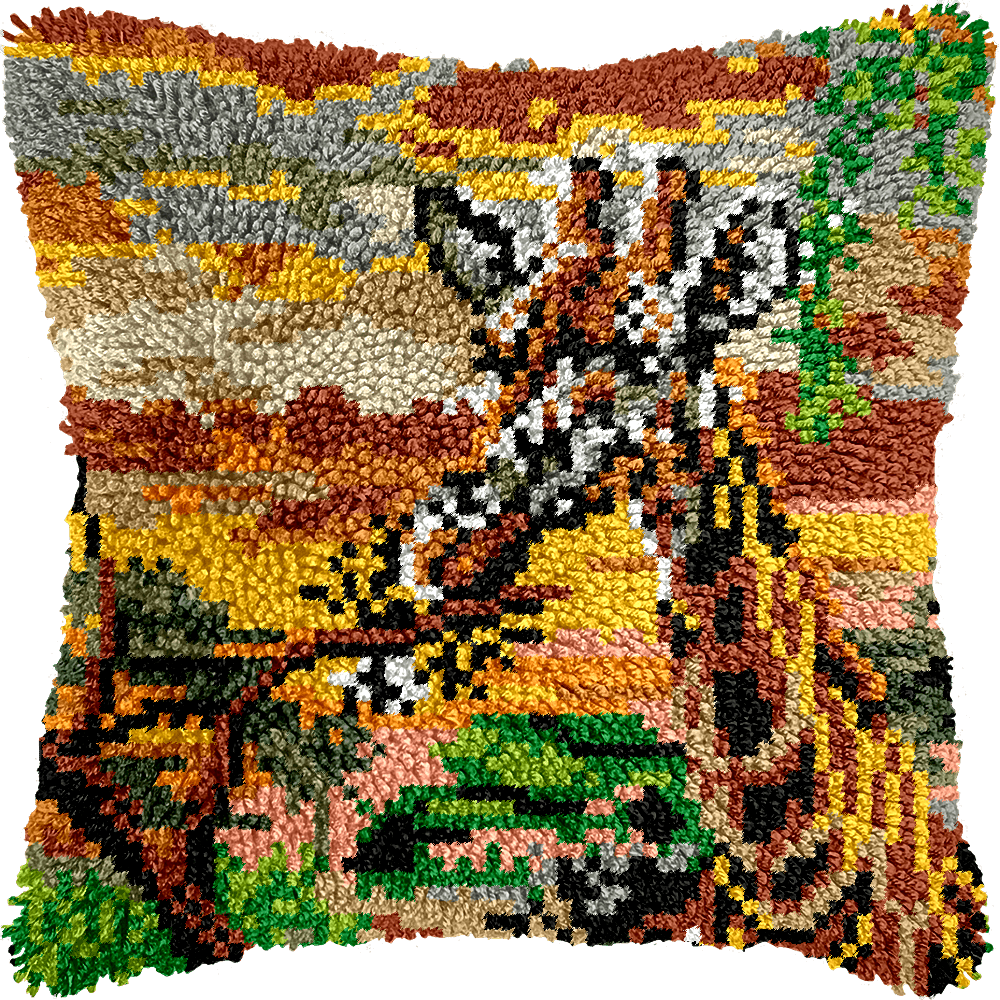 Safari Sunset Giraffe - Latch Hook Pillowcase Kit - Latch Hook Crafts