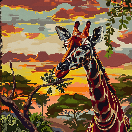 Safari Sunset Giraffe - Latch Hook Pillowcase Kit - Latch Hook Crafts
