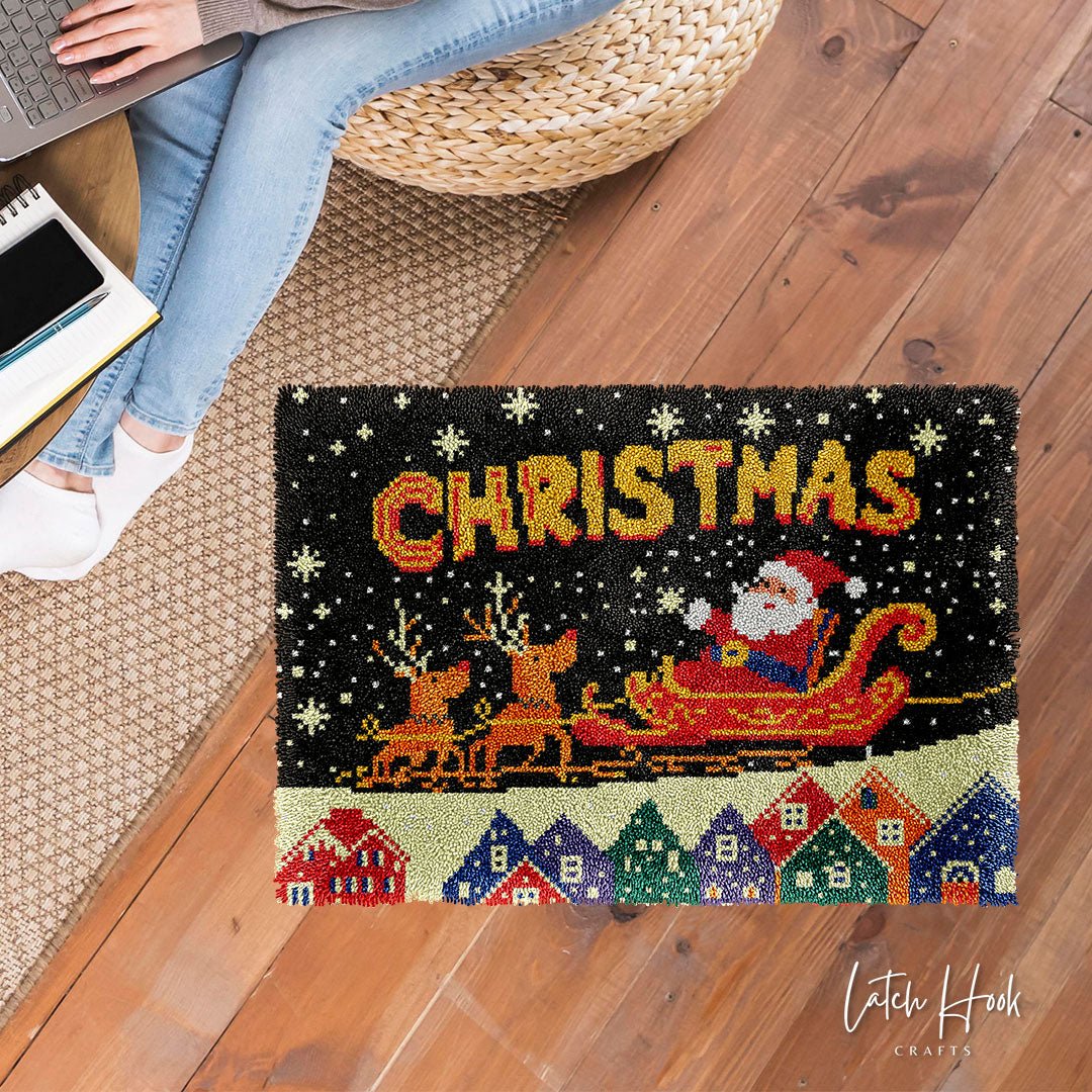 Santa's Sleigh Ride - Latch Hook Rug Kit - Latch Hook Crafts