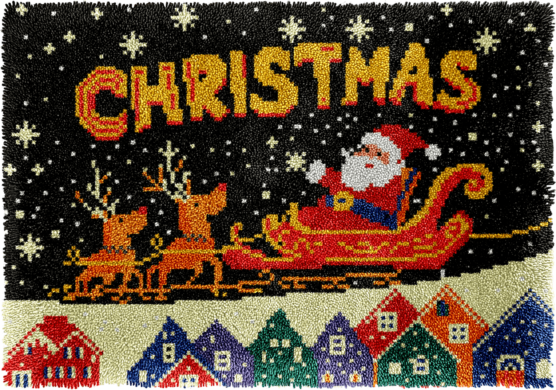 Santa's Sleigh Ride - Latch Hook Rug Kit - Latch Hook Crafts