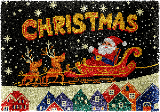 Santa's Sleigh Ride - Latch Hook Rug Kit - Latch Hook Crafts