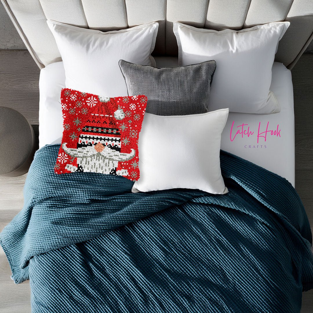 Snowflake Gnome - Latch Hook Pillowcase Kit - Latch Hook Crafts