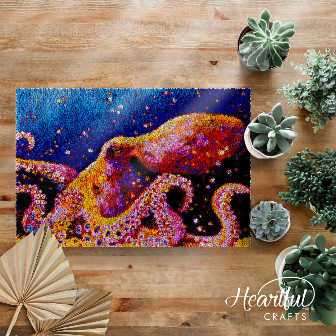 Pacific Octopus Latch Hook Rug by Heartful Crafts