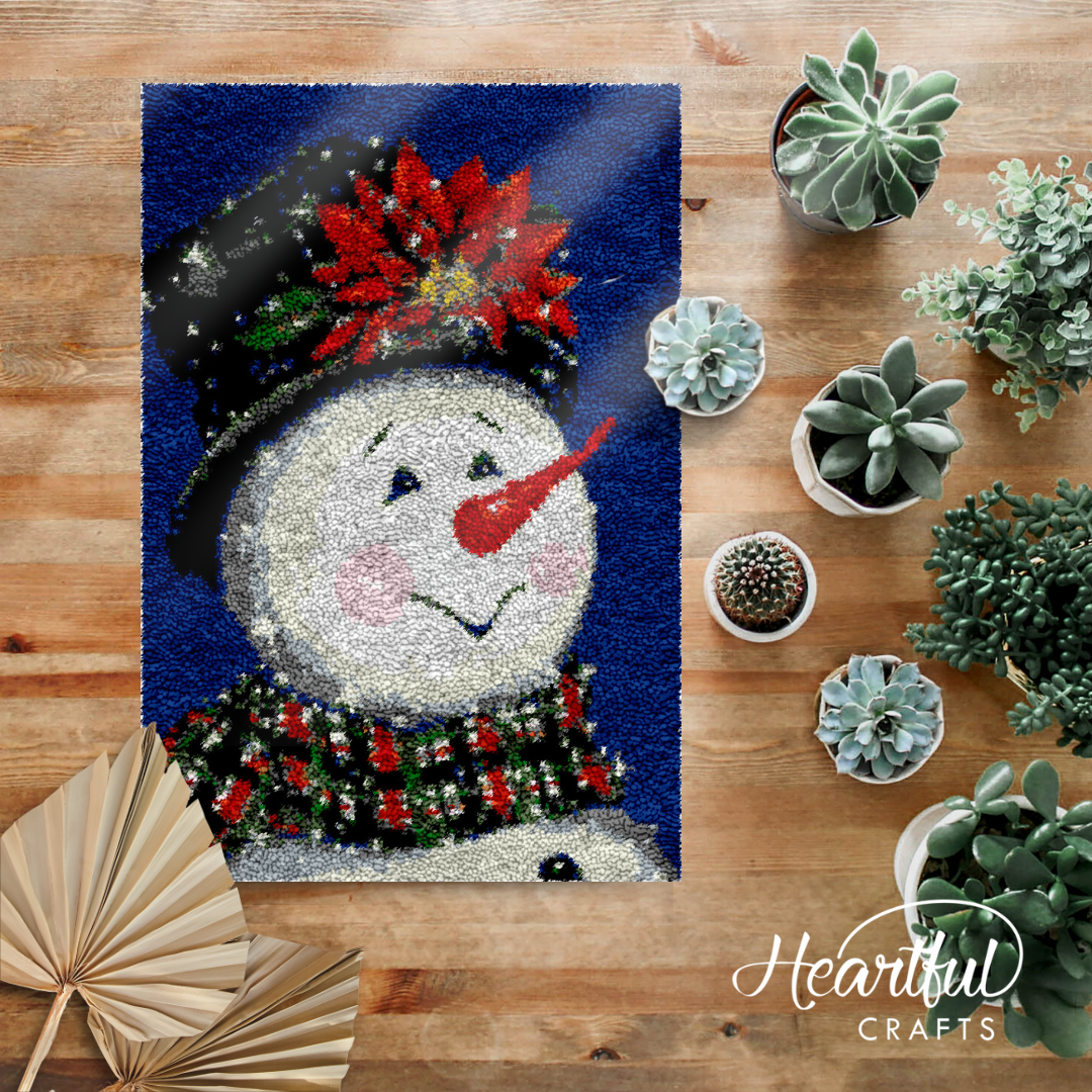 Rosy Snowman Latch Hook Rug by Heartful Crafts
