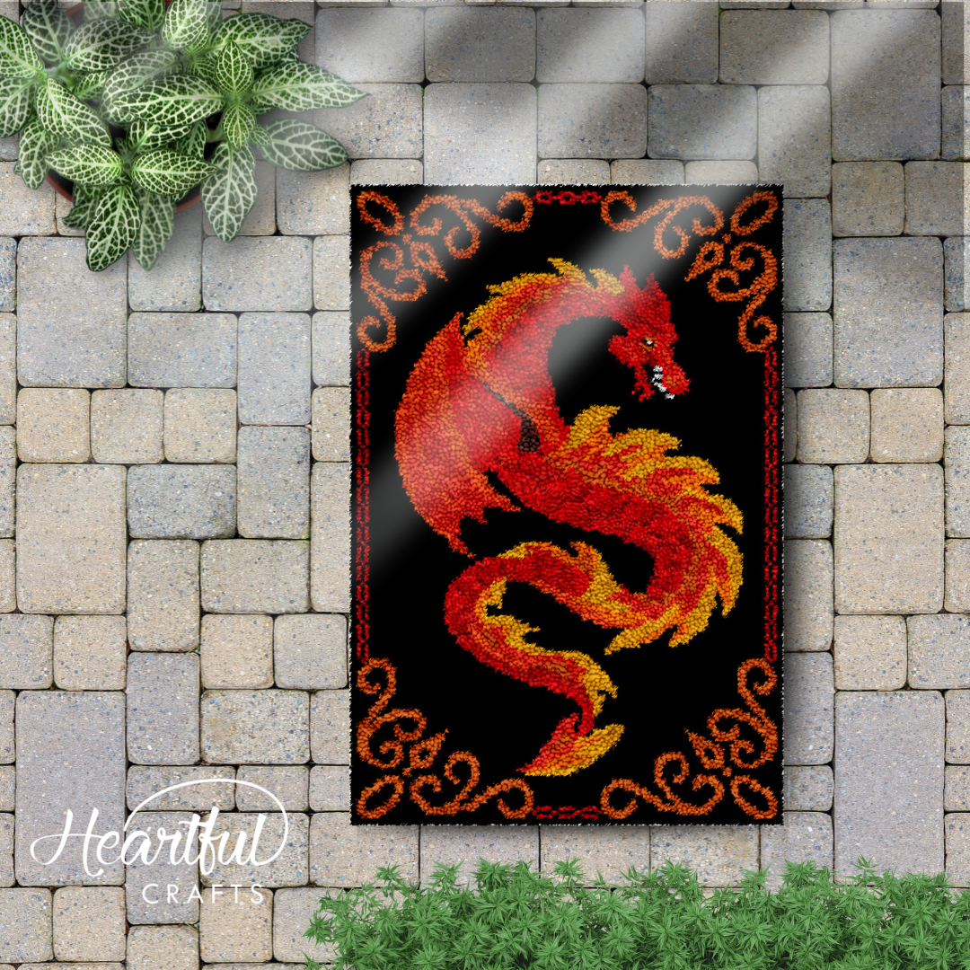 Fiery Dragon Latch Hook Rug by Heartful Crafts