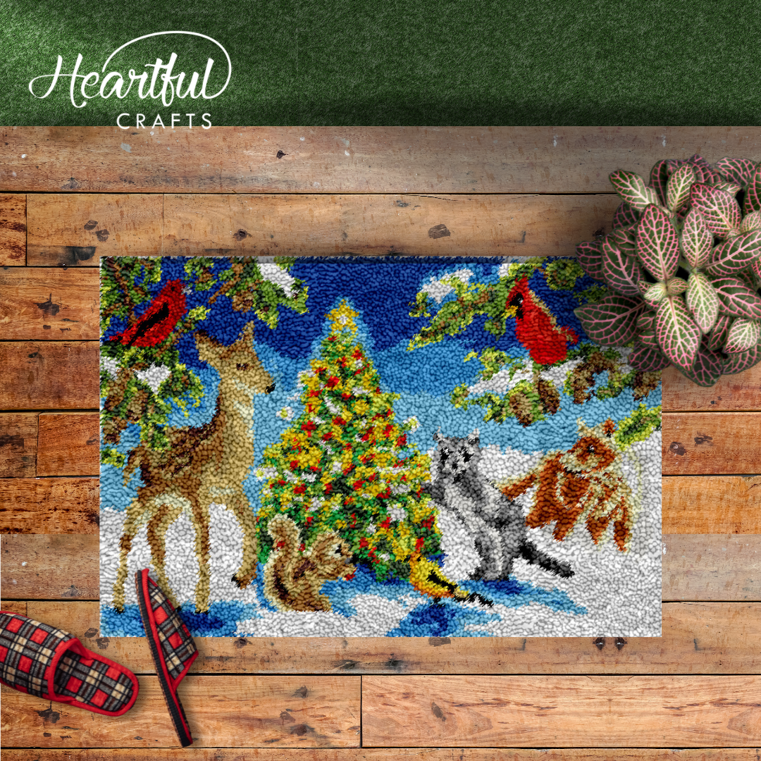 Nature's Christmas Party Latch Hook Rug by Heartful Crafts