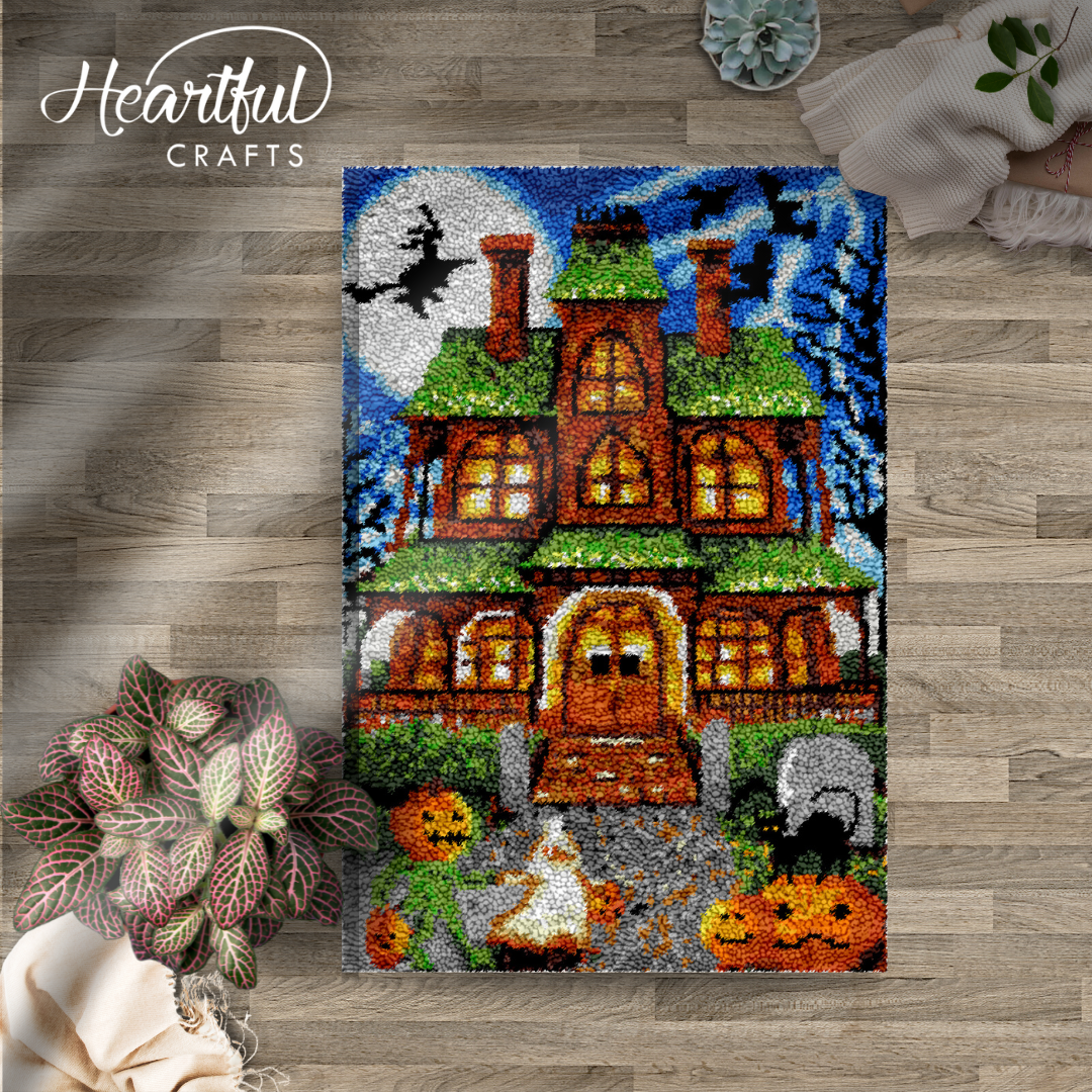 The Spooky Mansion Latch Hook Rug by Heartful Crafts