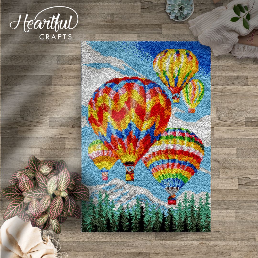 Summer Hot Air Balloons Latch Hook Rug by Heartful Crafts