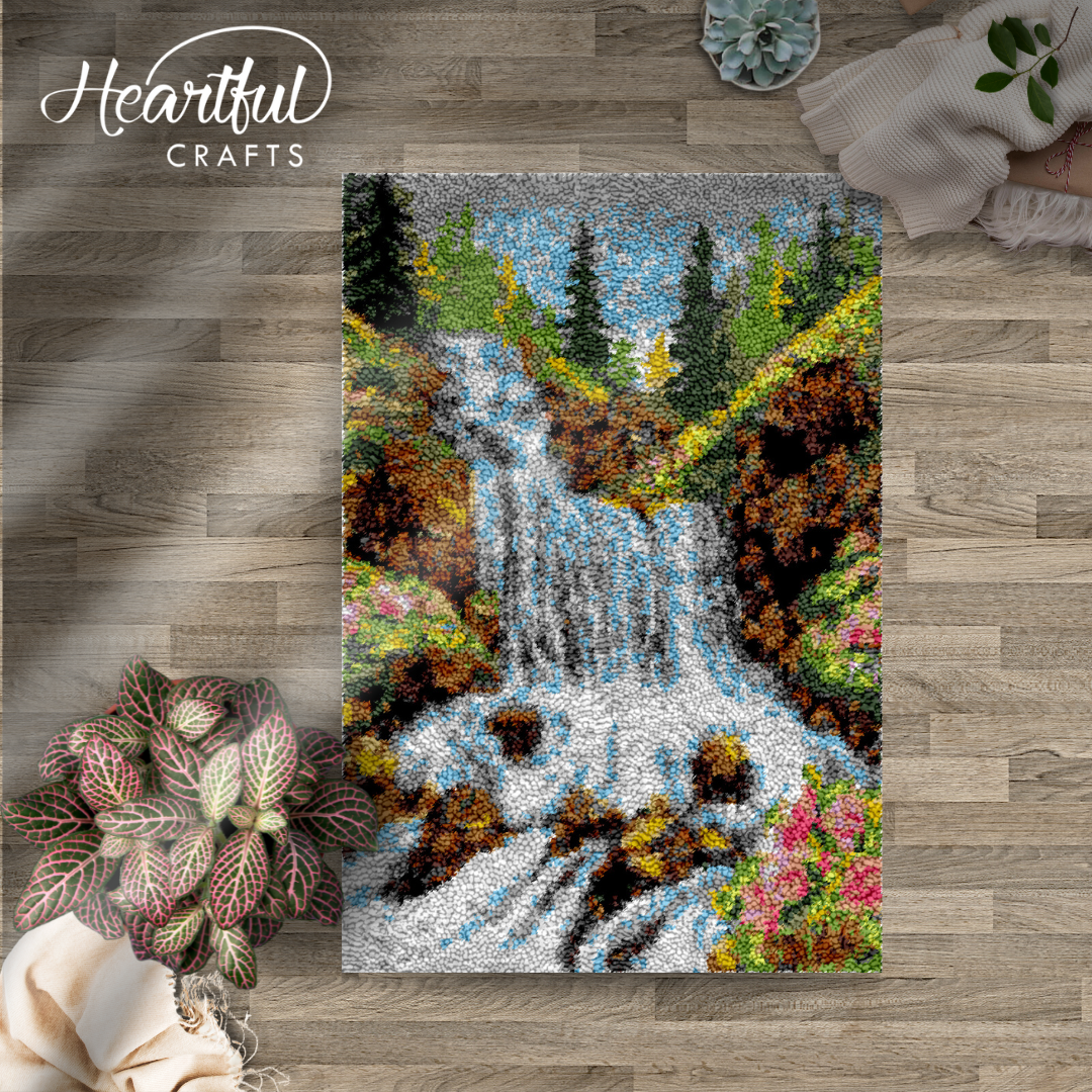 Serene Waterfalls Latch Hook Rug by Heartful Crafts