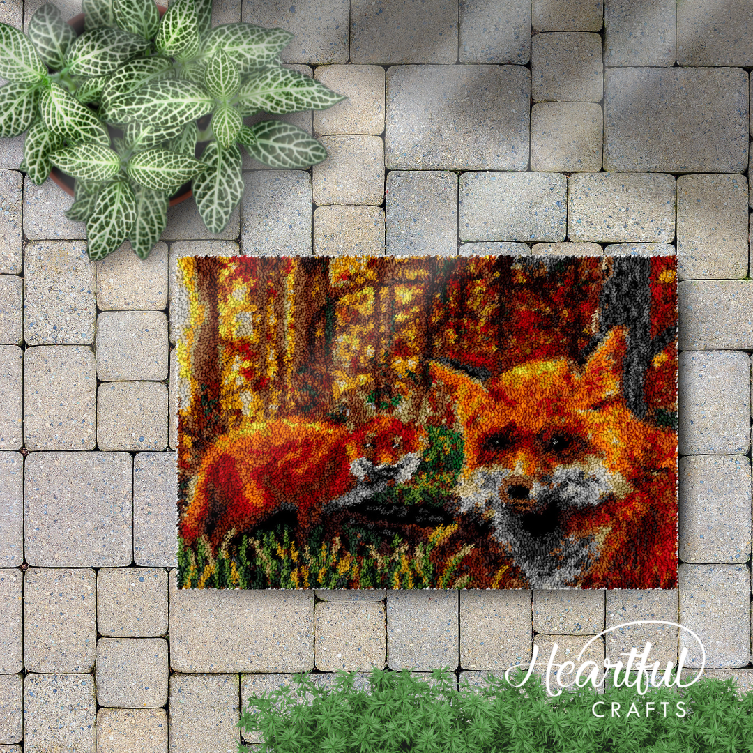 Curious Fox Latch Hook Rug by Heartful Crafts