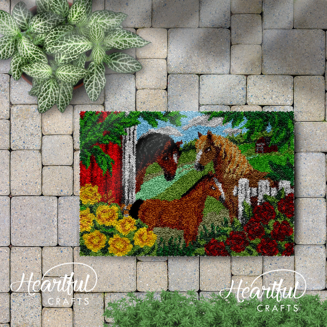 Horse Stable Latch Hook Rug by Heartful Crafts