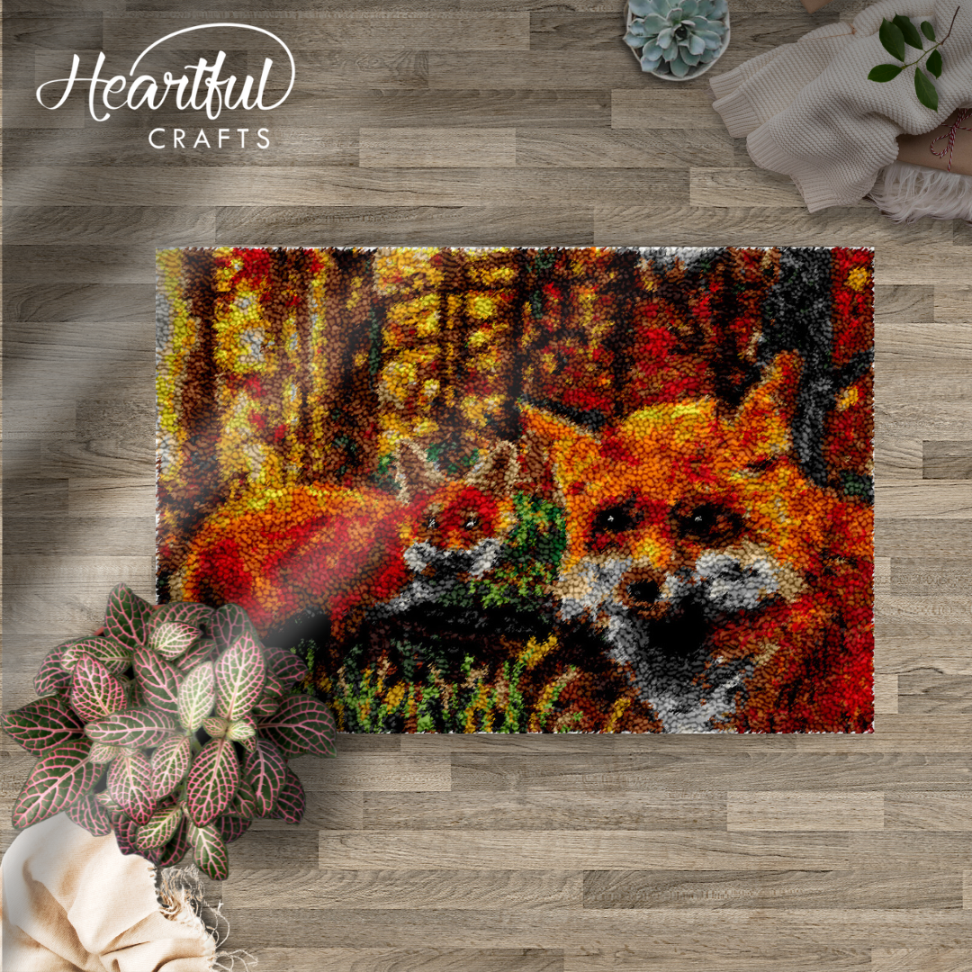 Curious Foxes Latch Hook Rug by Heartful Crafts