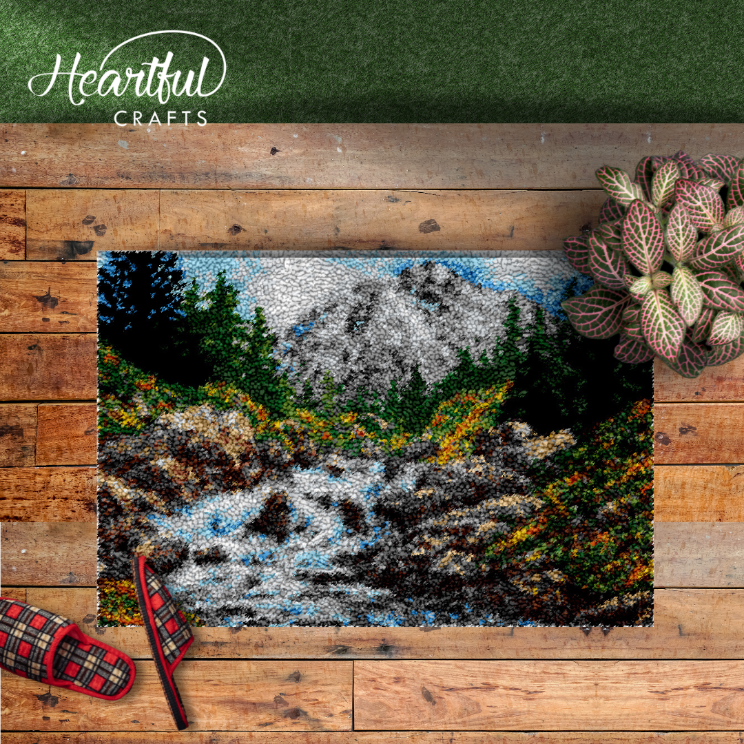 Mountainside Creek Latch Hook Rug by Heartful Crafts