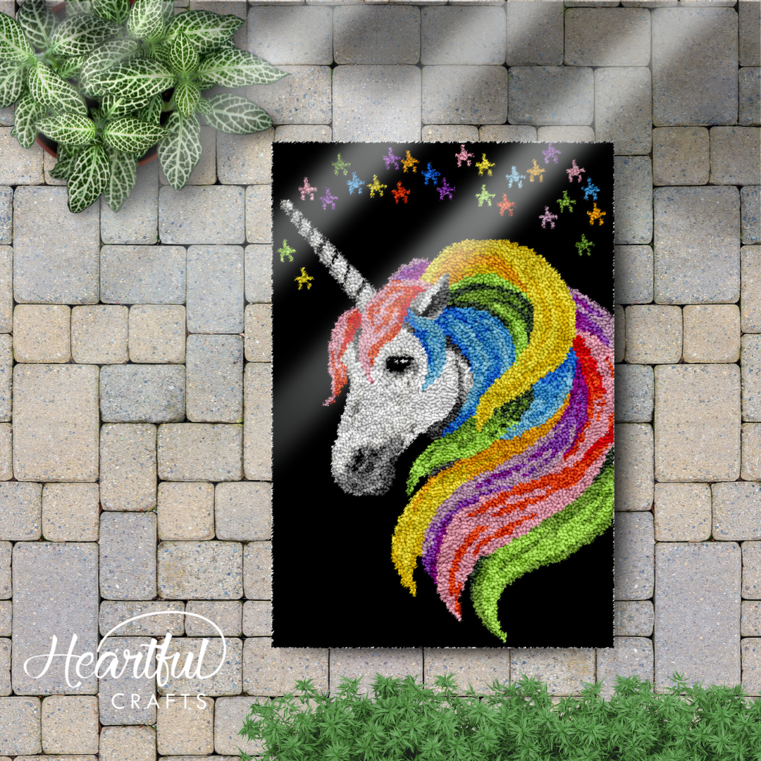 Pastel Haired Unicorn Latch Hook Rug by Heartful Crafts