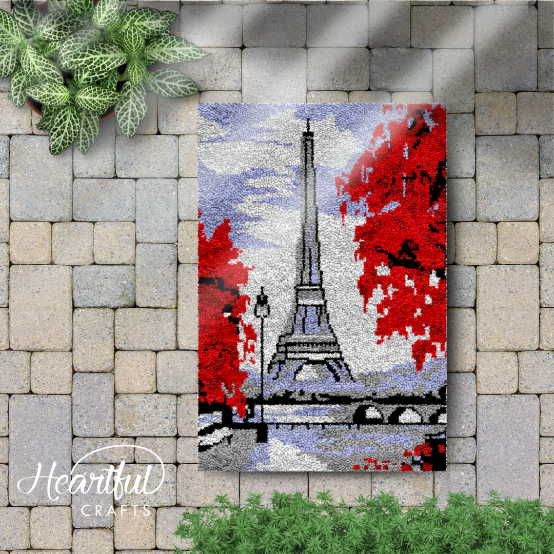 Eiffel Tower Latch Hook Rug by Heartful Crafts
