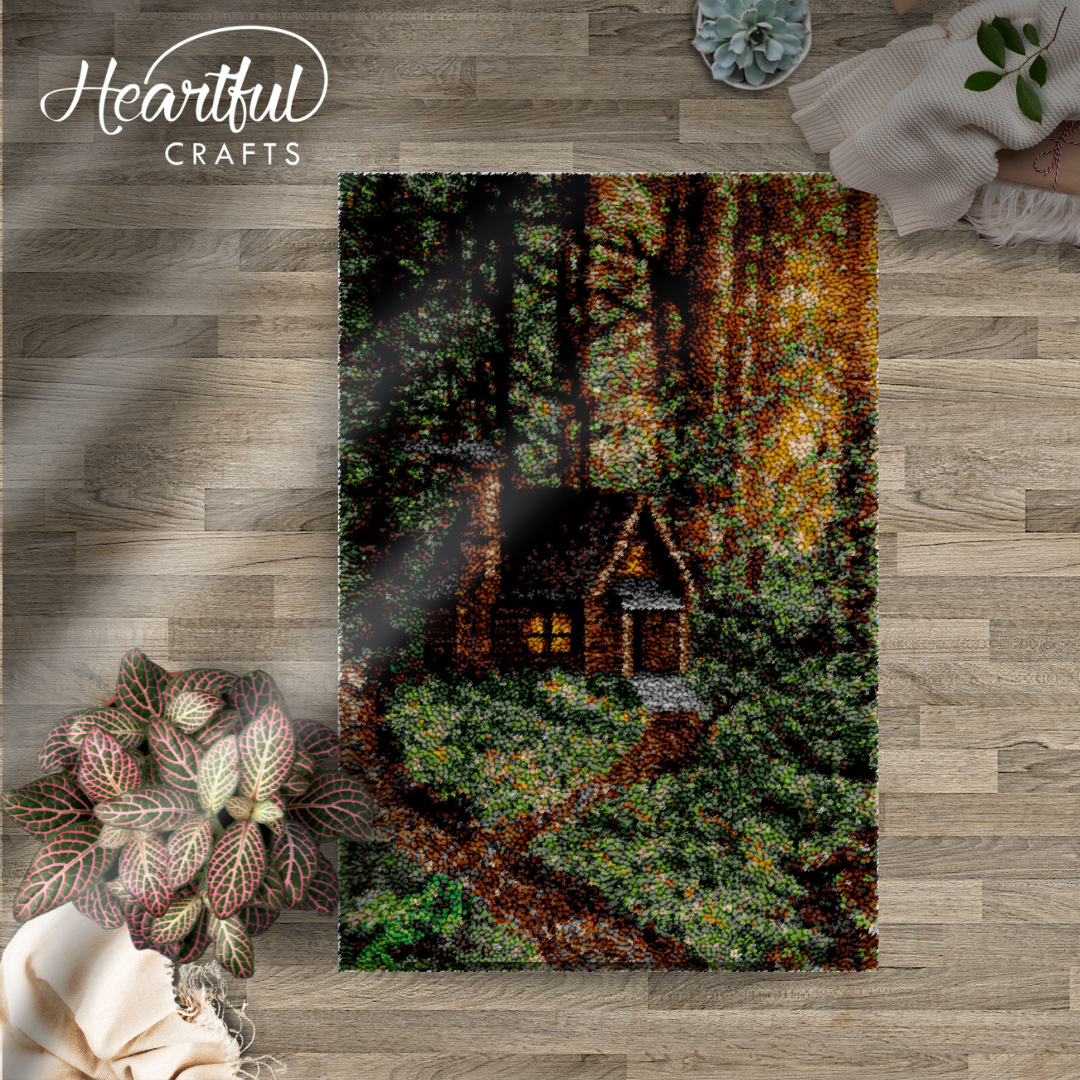 Cabin in the Woods Latch Hook Rug by Heartful Crafts