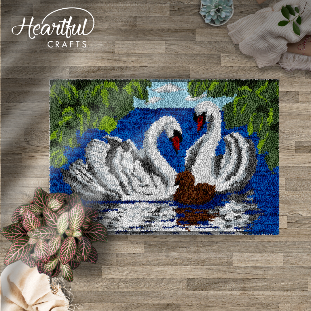 Swan Lake Latch Hook Rug by Heartful Crafts