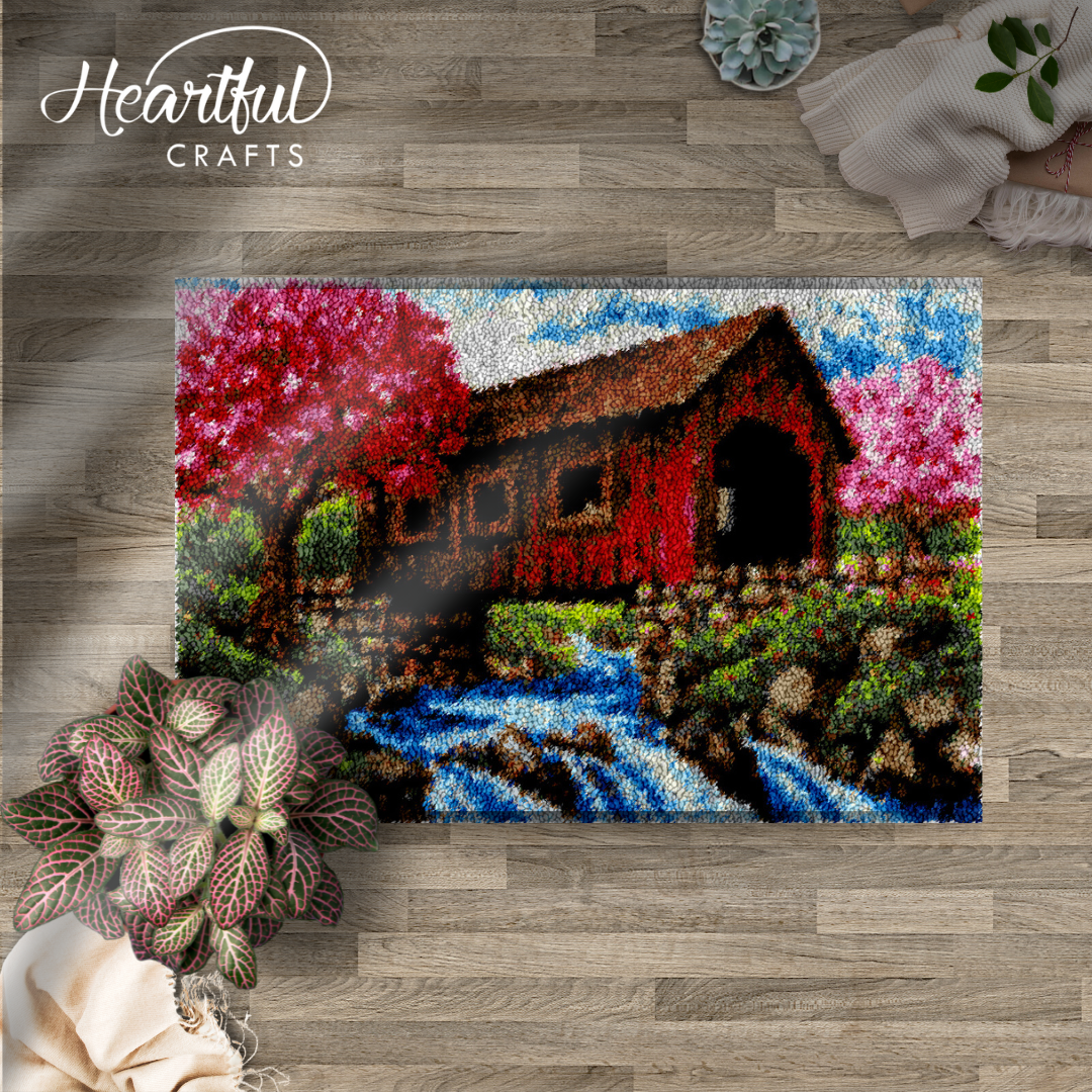 By the River (Spring) Latch Hook Rug by Heartful Crafts