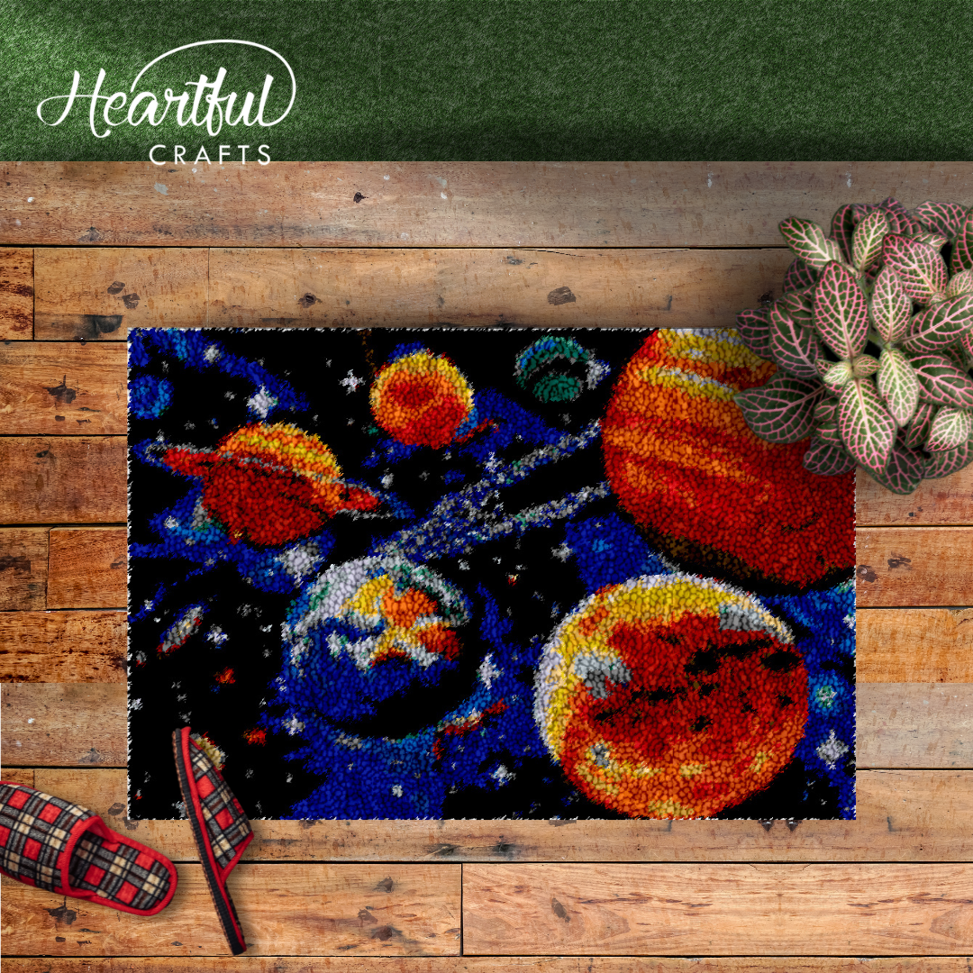 Planetary System Latch Hook Rug by Heartful Crafts