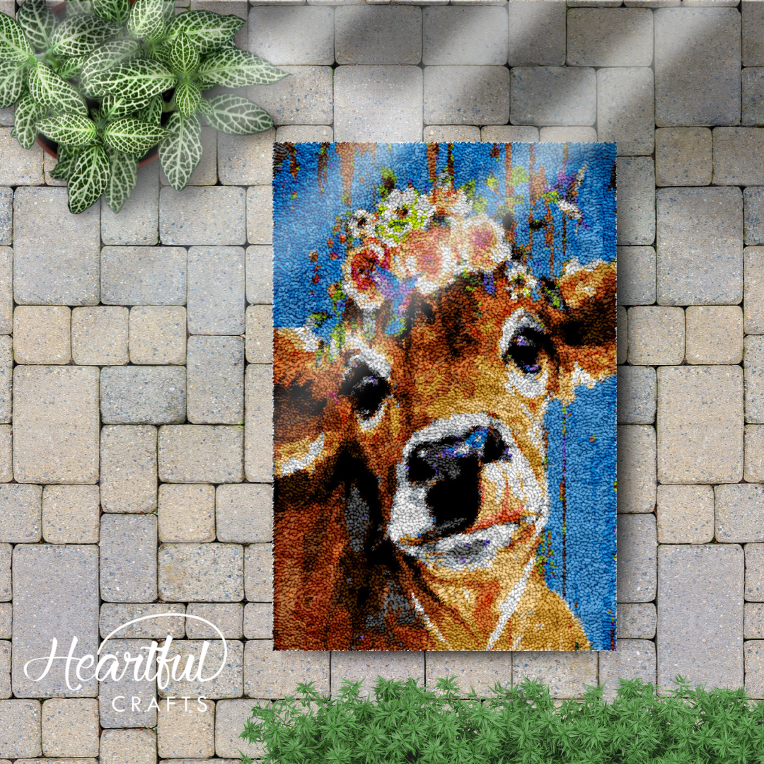 Princess Cow Latch Hook Rug by Heartful Crafts