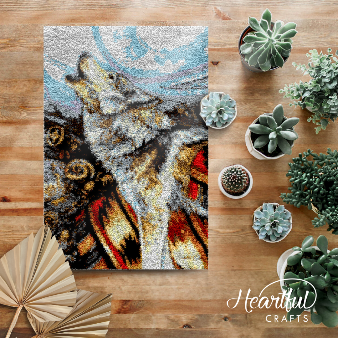 Great White Wolf Latch Hook Rug by Heartful Crafts