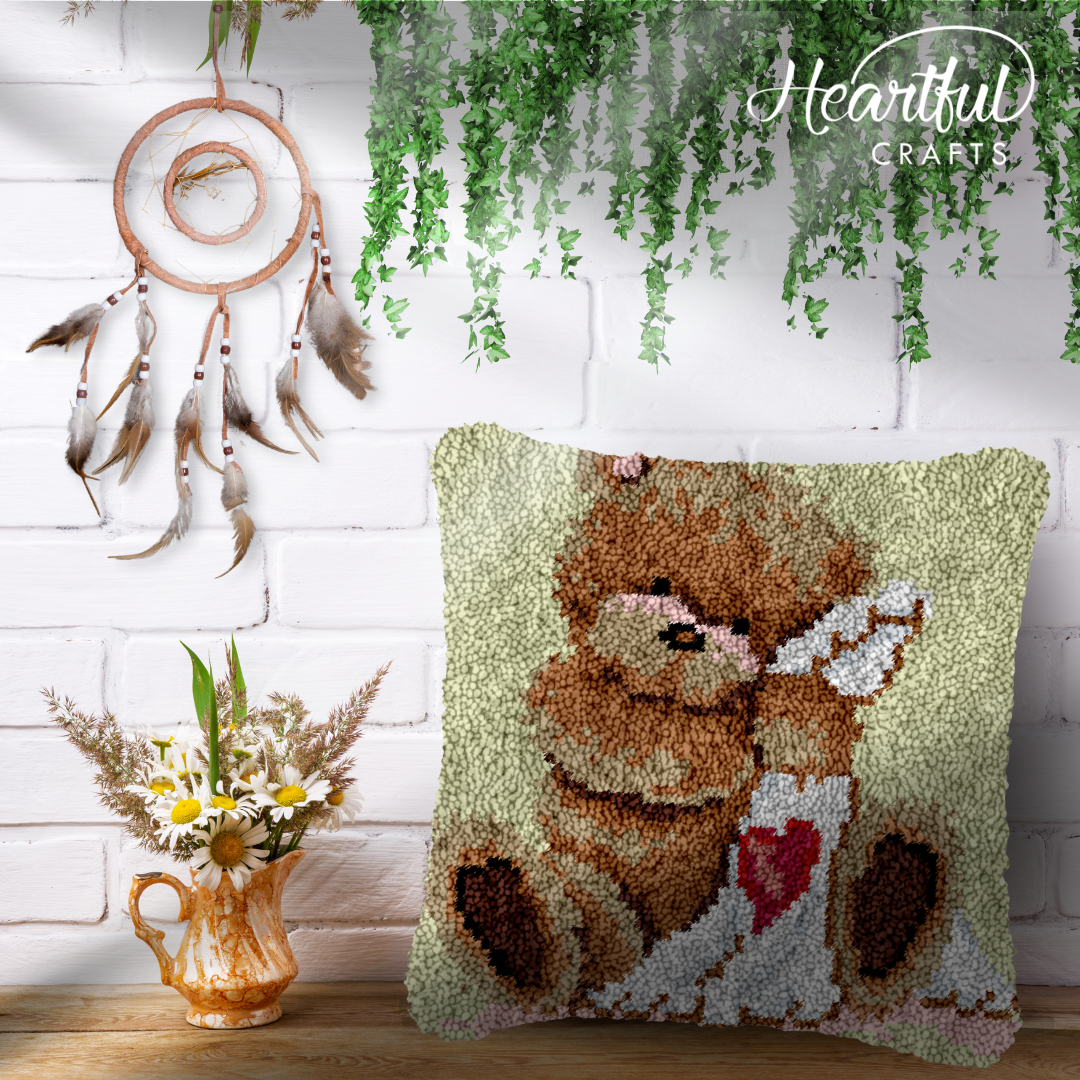 Snuggles Latch Hook Pillowcase by Heartful Crafts