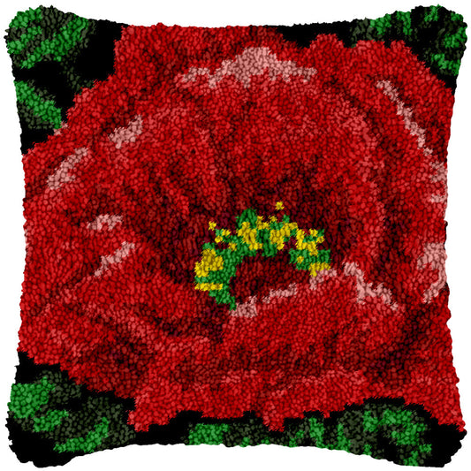 Delicate Red Latch Hook Pillowcase by Heartful Crafts