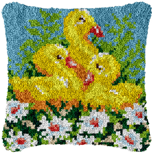 Three Little Ducks Latch Hook Pillowcase by Heartful Crafts
