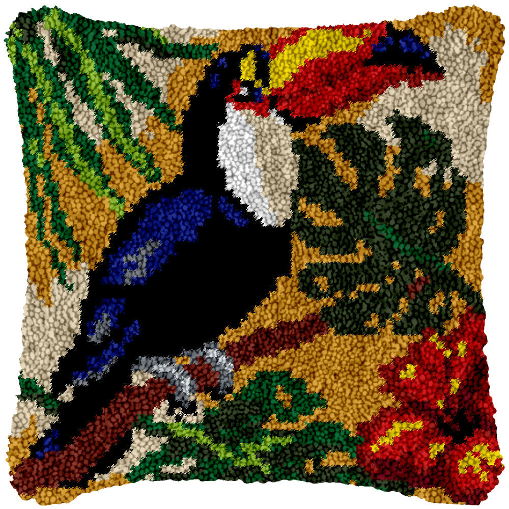 Toucan Bird Latch Hook Pillowcase by Heartful Crafts