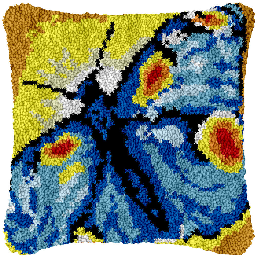 Azure Butterfly Latch Hook Pillowcase by Heartful Crafts