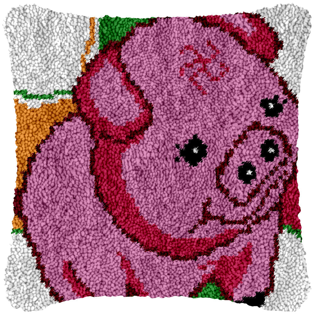 Shy Piglet Latch Hook Pillowcase by Heartful Crafts