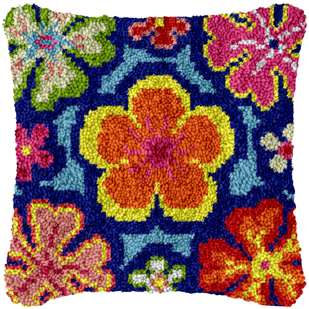 Hawaiian Flowers Latch Hook Pillowcase by Heartful Crafts