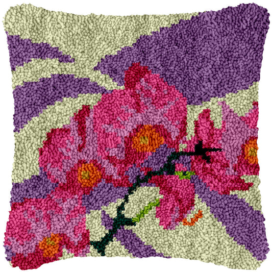 Cattleya Orchids Latch Hook Pillowcase by Heartful Crafts