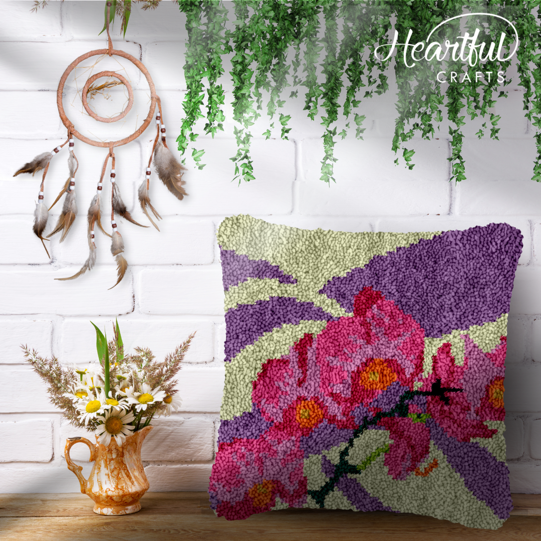 Cattleya Orchids Latch Hook Pillowcase by Heartful Crafts
