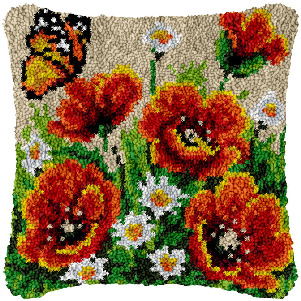 Glowing Marigolds Latch Hook Pillowcase by Heartful Crafts